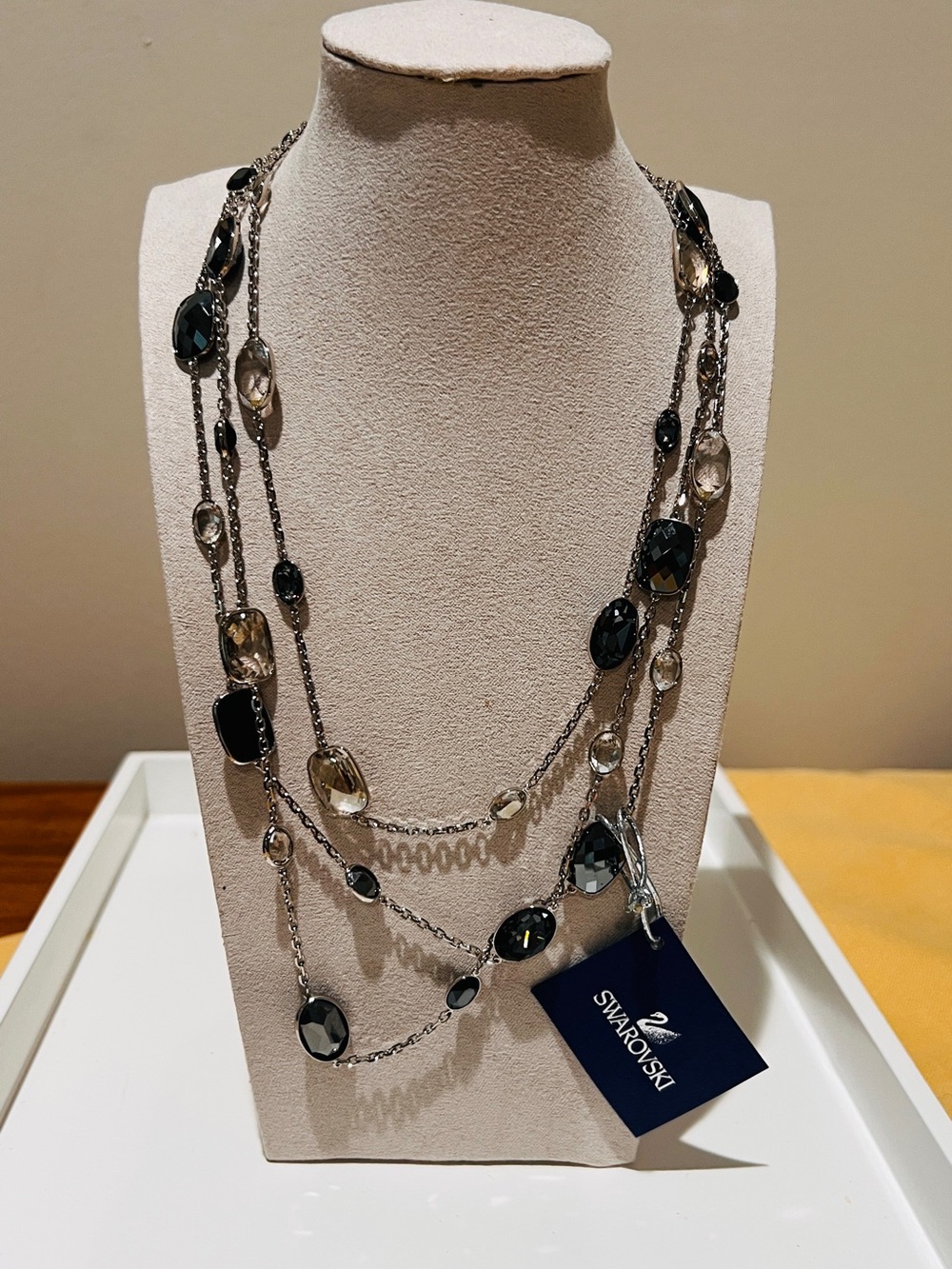 NWT Swarovski “Pamela” 3-Strand Layered Multi Stone Necklace